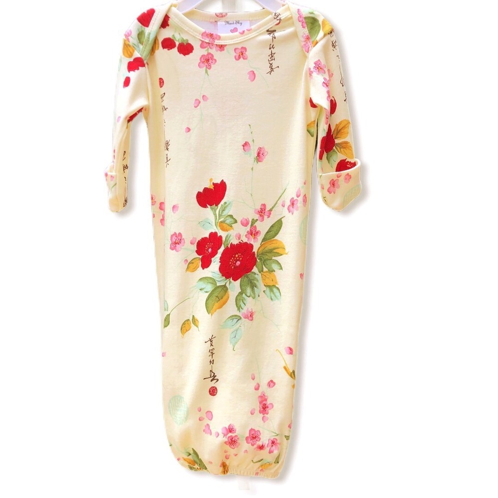 New Mad Sky Baby Floral Sleep Gown Yellow Cherry Blossom‎ Newborn Sleeper